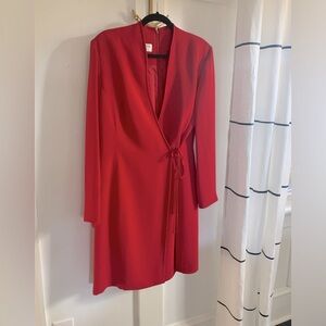 Jones New York Red Faux Wrap Lined Knee Length Women’s Dress Size 14